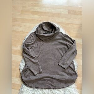 Cyrus Light Brown Heather Turtleneck Scalloped Sweater 1X